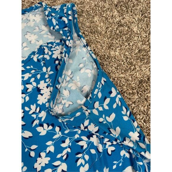 Draper James Ruffle Nightie in Blue Shadow Floral Mini Dress Nightgown L/XL - Picture 8 of 9